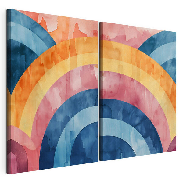 Aquarelle colorée représentant des cercles Impression sur toile modulaire Aquarelle colorée représentant des cercles