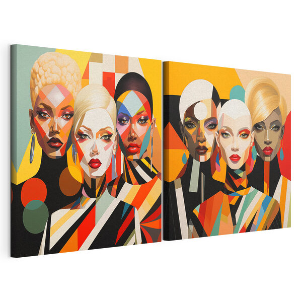 Impression sur toile modulaire Impression sur toile modulaire Collage représentant des femmes aux couleurs variées (UGS : m30855)