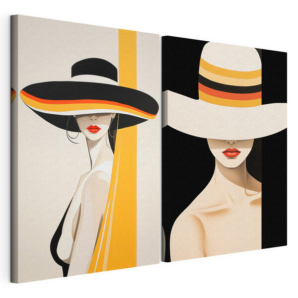 Impression sur toile modulaire Impression sur toile modulaire Femme portant un chapeau (UGS : m30850)