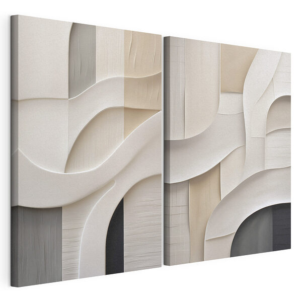Des formes fluides dans des tons neutres et doux Impression sur toile modulaire Des formes fluides dans des tons neutres et doux