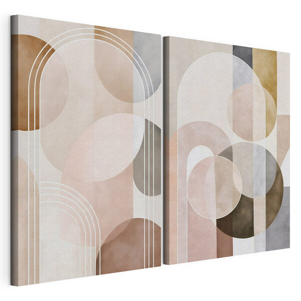 Impression sur toile modulaire Formes abstraites dans une palette de couleurs douces