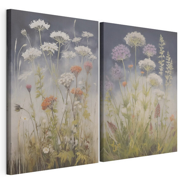 Peinture représentant des fleurs dans un champ Impression sur toile modulaire Peinture représentant des fleurs dans un champ