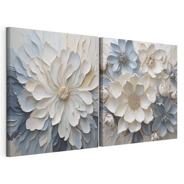 Des fleurs délicates aux teintes douces Impression sur toile modulaire Des fleurs délicates aux teintes douces