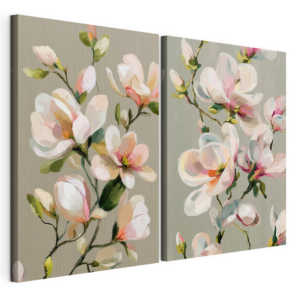 Des fleurs délicates aux teintes pastel douces Impression sur toile modulaire Des fleurs délicates aux teintes pastel douces