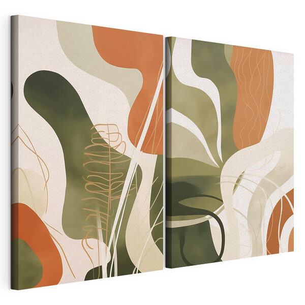 Formes abstraites dans des tons ocres Impression sur toile modulaire Formes abstraites dans des tons ocres