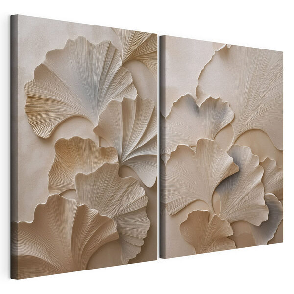 Feuilles de ginkgo délicates aux tons doux Impression sur toile modulaire Feuilles de ginkgo délicates aux tons doux