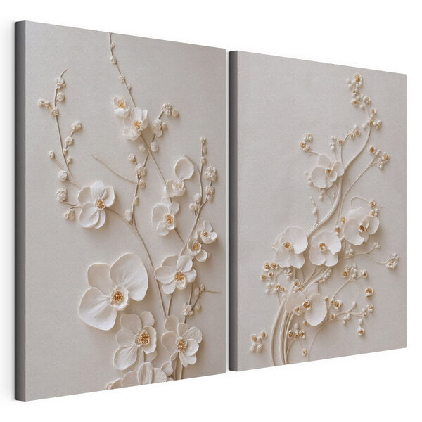 Impression sur toile modulaire Motif floral élégant dans des tons neutres