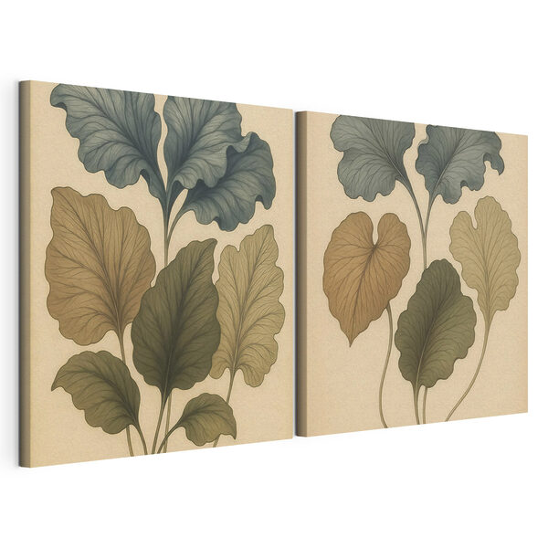 Les motifs complexes des feuilles de la nature mis en valeur Impression sur toile modulaire Les motifs complexes des feuilles de la nature mis en valeur