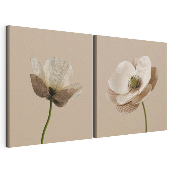 Impression sur toile modulaire Des fleurs élégantes aux teintes douces