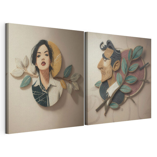 Impression sur toile modulaire Collage représentant un homme et le visage d'un homme