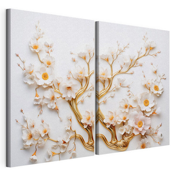 Impression sur toile modulaire Des fleurs délicates sur des branches souples