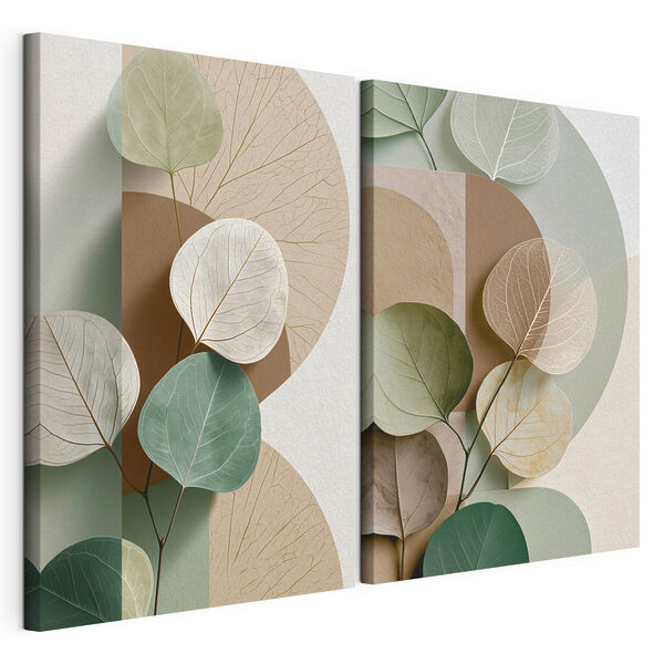 Collage de feuilles Impression sur toile modulaire Collage de feuilles