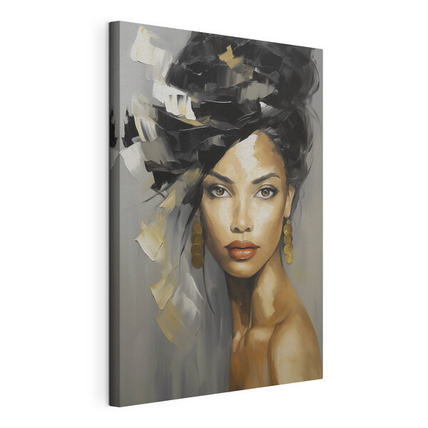 Tableaux Tableau représentant une femme aux cheveux longs, noirs et blancs