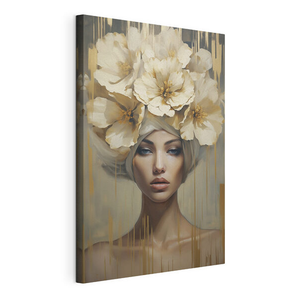 Tableaux Tableau représentant une femme avec des fleurs sur la tête
