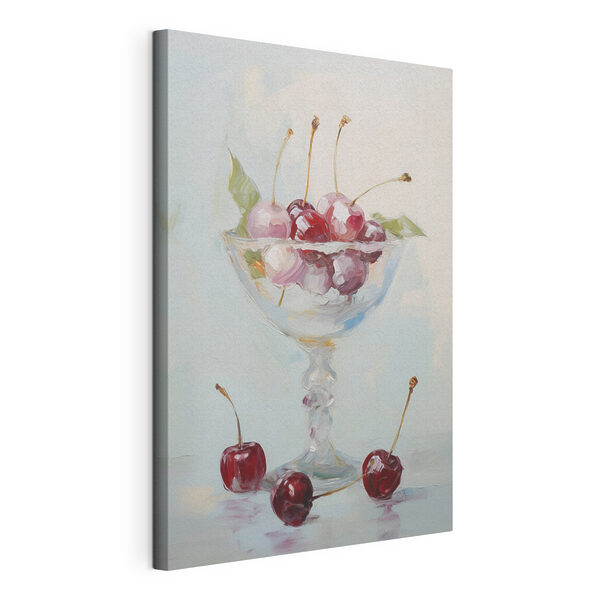 Tableaux Tableau représentant des cerises dans un verre