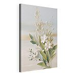 Tableaux Des fleurs et des feuilles blanches sur un fond blanc