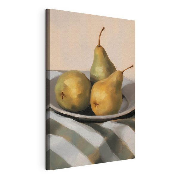 Tableaux Une assiette de poires posée sur une table