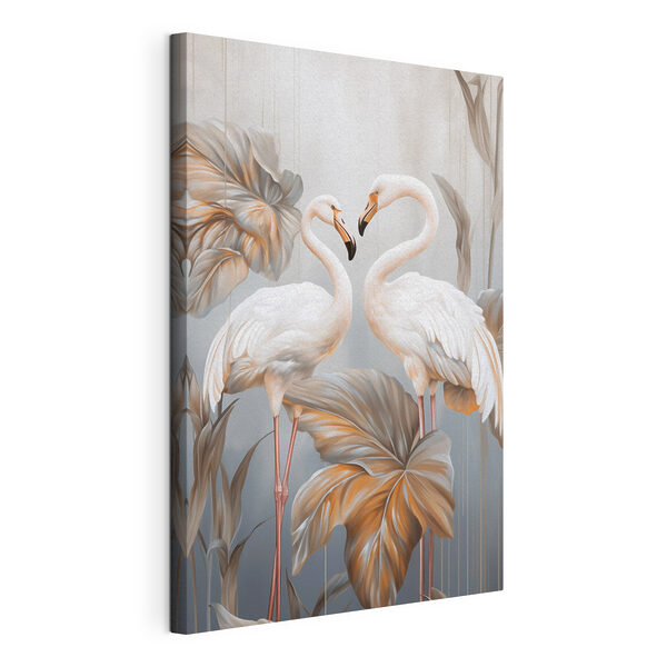 Deux oiseaux blancs posés sur une plante Tableaux Deux oiseaux blancs posés sur une plante