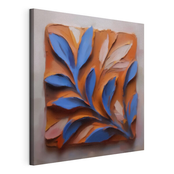 Motif de feuilles bleues et orange Tableaux Motif de feuilles bleues et orange