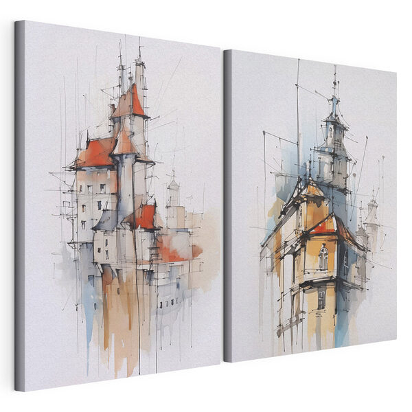 Peinture représentant un château Impression sur toile modulaire Peinture représentant un château