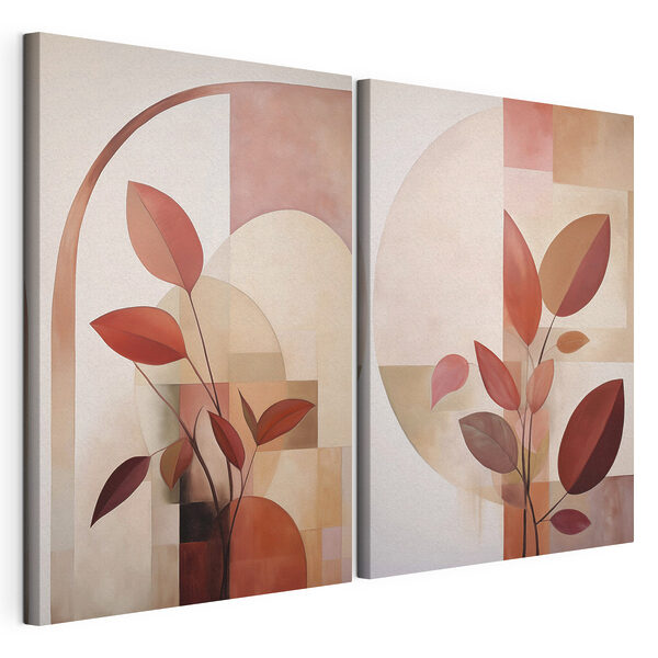 Impression sur toile modulaire Peinture représentant une plante avec des feuilles