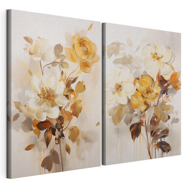 Peinture représentant des fleurs sur un fond blanc Impression sur toile modulaire Peinture représentant des fleurs sur un fond blanc