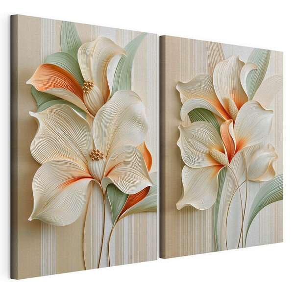 Des fleurs délicates aux teintes douces Impression sur toile modulaire Des fleurs délicates aux teintes douces