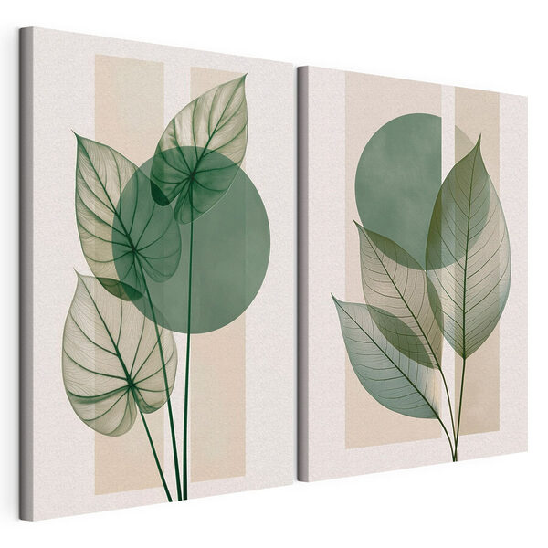 Impression sur toile modulaire L'élégance botanique dans des teintes douces