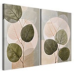 Impression sur toile modulaire Des feuilles douces sur fond de couleurs douces