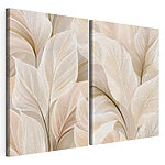 Impression sur toile modulaire Des feuilles délicates aux tons pastels doux