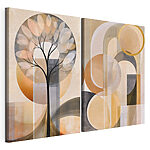Impression sur toile modulaire Arbre avec des cercles et des lignes