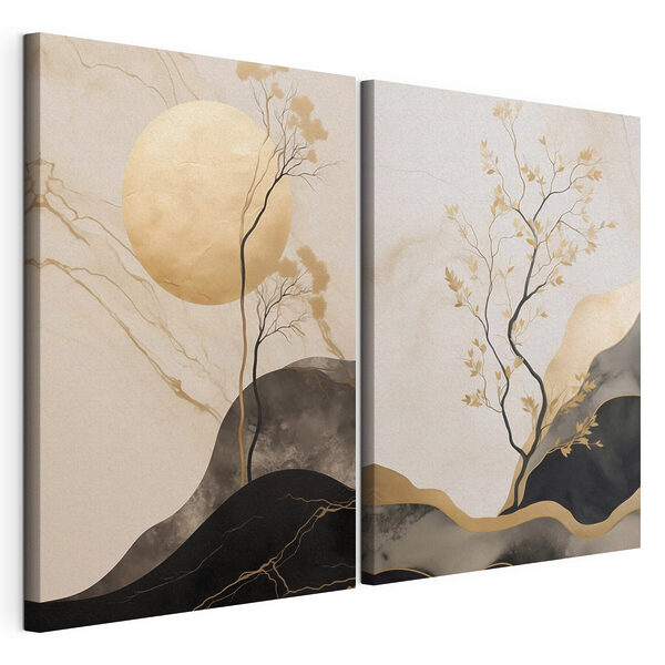 Peinture représentant un arbre et la lune Impression sur toile modulaire Peinture représentant un arbre et la lune