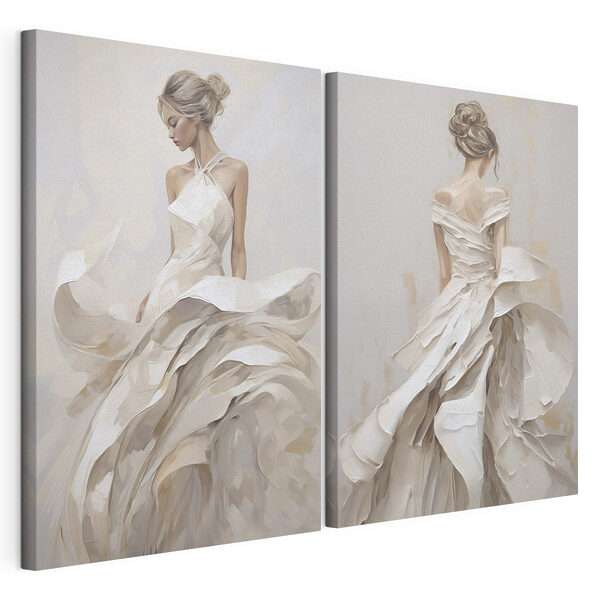 Impression sur toile modulaire Une femme en robe blanche