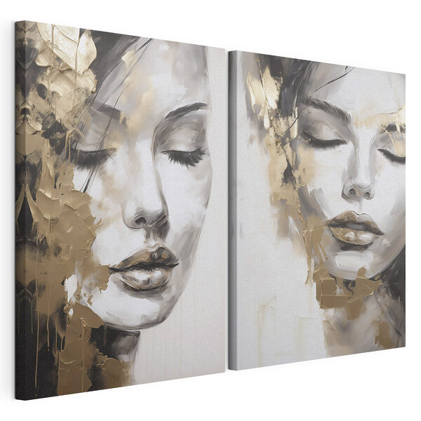 Impression sur toile modulaire Peinture représentant le visage d'une femme