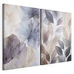 Impression sur toile modulaire Des feuilles délicates aux teintes douces