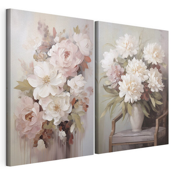 Impression sur toile modulaire Peinture représentant des fleurs dans un vase