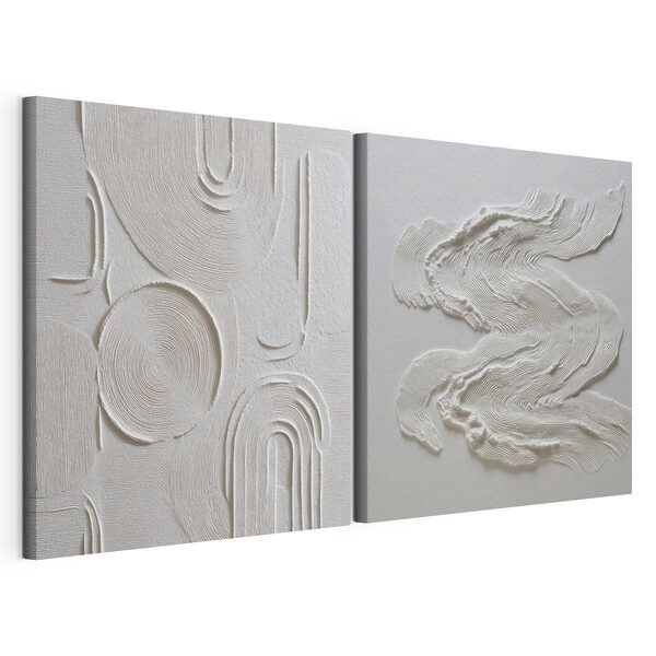 Motifs sinueux dans des tons blancs doux Impression sur toile modulaire Motifs sinueux dans des tons blancs doux