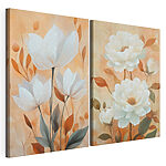Impression sur toile modulaire Peinture représentant des fleurs blanches