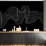 Papier peint Dessin au trait blanc sur fond noir