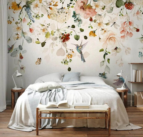 Papier peint fleurs